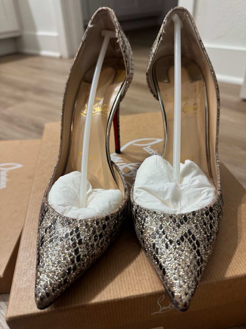 Christian Louboutin Iriza Metallic Snake-print